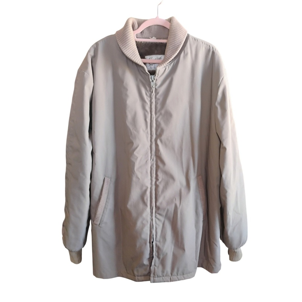 Vintage English Squire Coat 50L Sherpa Lined Made USA‎ Taupe Long Jacket